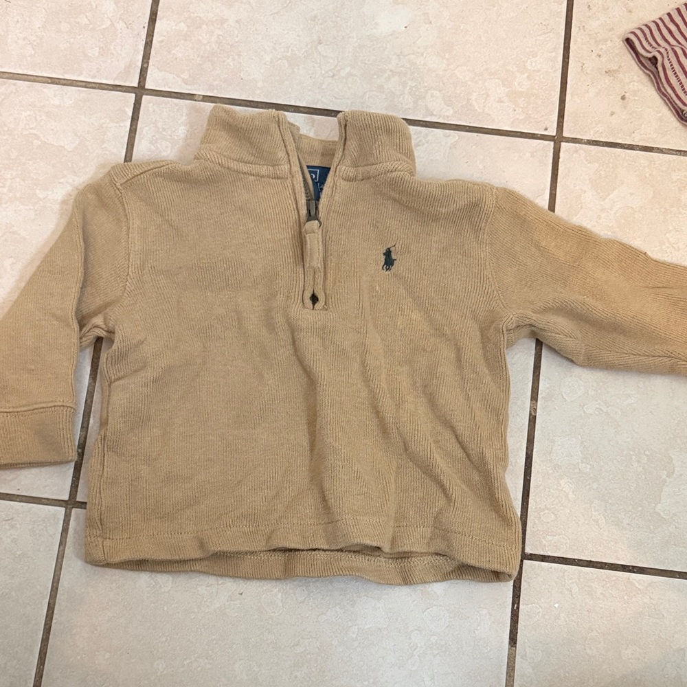 Polo by Ralph Lauren Beige Quarter-Zip Sweater
